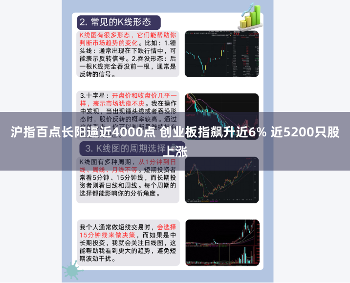 沪指百点长阳逼近4000点 创业板指飙升近6% 近5200只股上涨